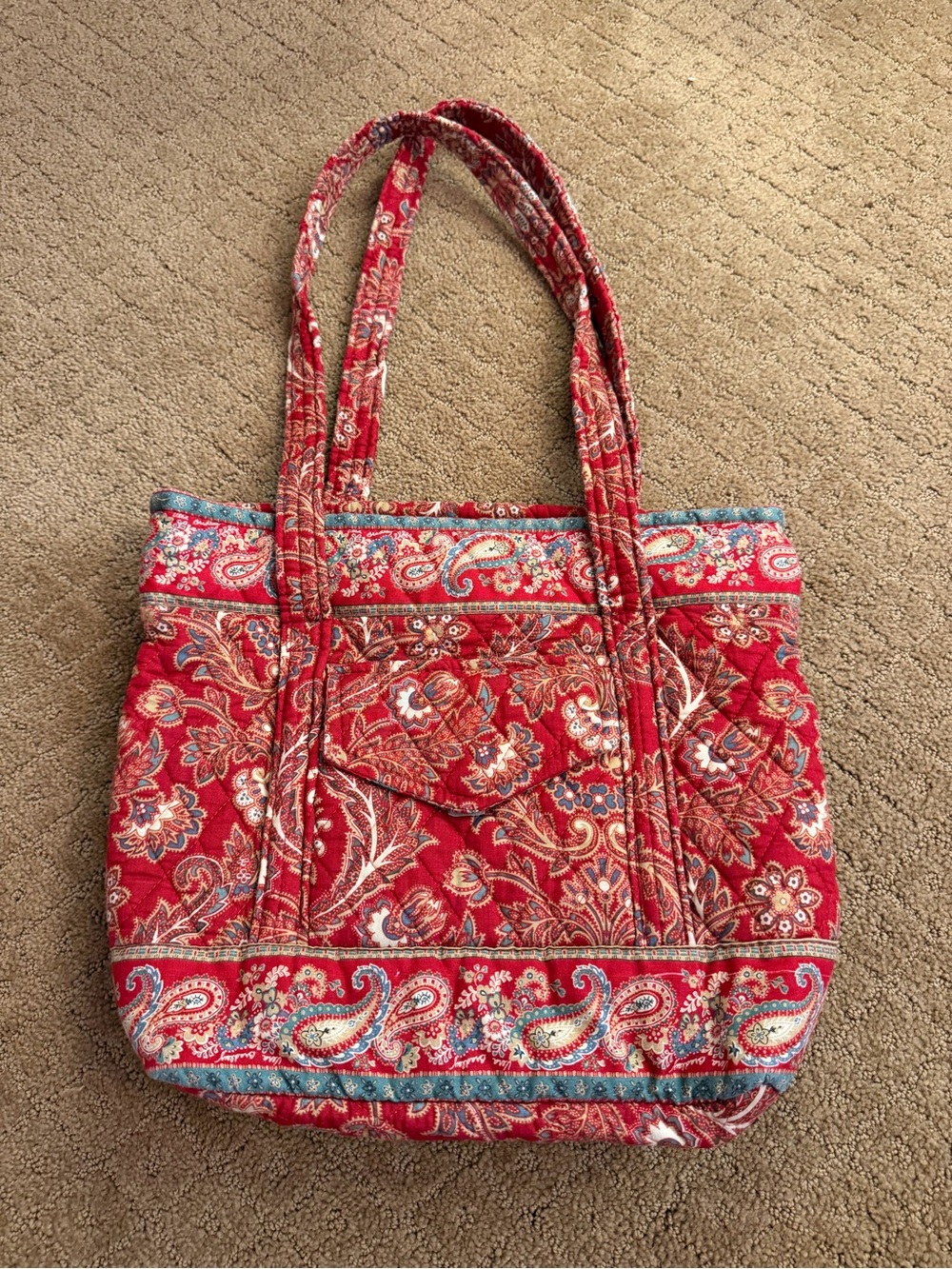 Vintage Vera Bradley Multi Color Red Windsor Shoulder Bag Retired Pattern